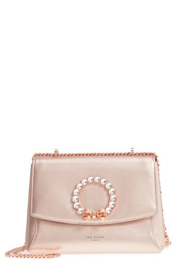 Ted Baker London Pearlz Embellished Leather Crossbody Bag - Pink