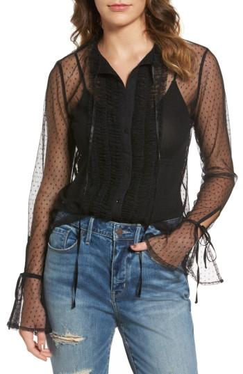 Women's Hinge Ruffle Mesh Blouse