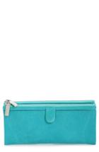 Women's Hobo 'taylor' Glazed Leather Wallet - Blue