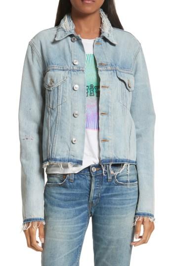 Women's Re/done Originals Raw Edge Denim Jacket - Blue