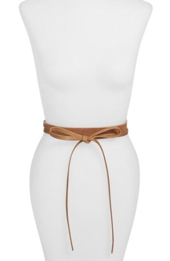Women's Ada Skinny Wrap Belt, Size - Tan