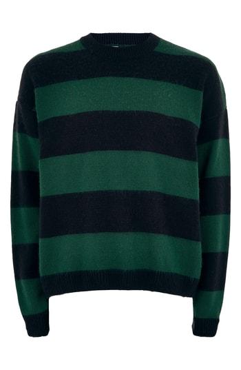Men's Topman Block Stripe Classic Fit Sweater - Green