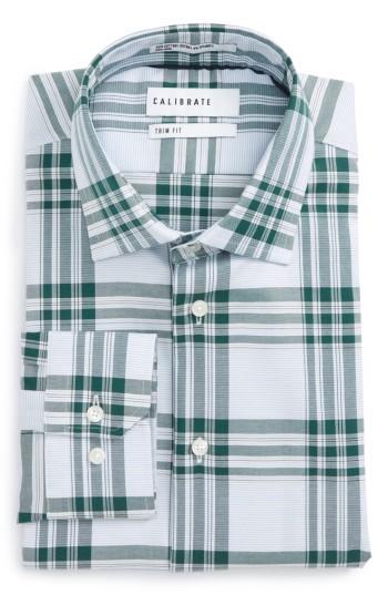 Men's Calibrate Trim Fit Plaid Non-iron Stretch Dress Shirt