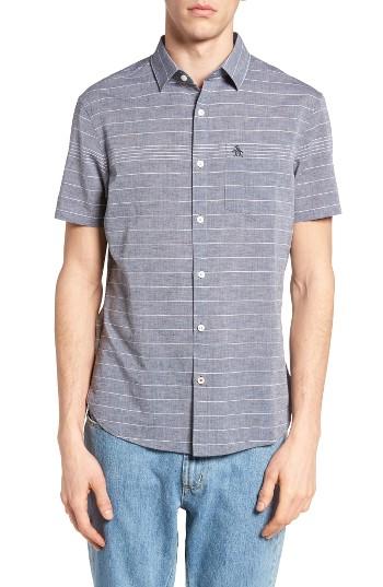 Men's Original Penguin Extra Trim Fit Stripe Woven Shirt