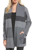 Women's Eileen Fisher Colorblock Merino Wool Coat - Grey