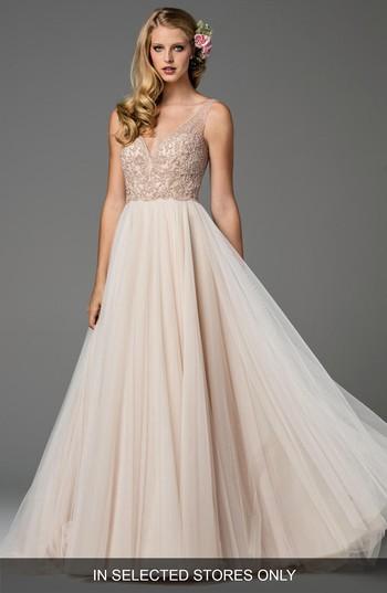 Women's Watters Ora Strapless Tulle Gown, Size In Store Only - White