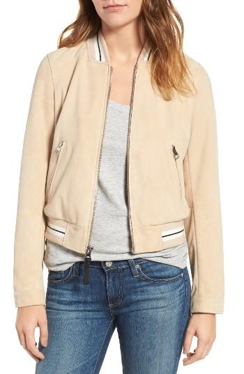 Women's Derek Lam 10 Crosby Suede Varsity Jacket - Beige