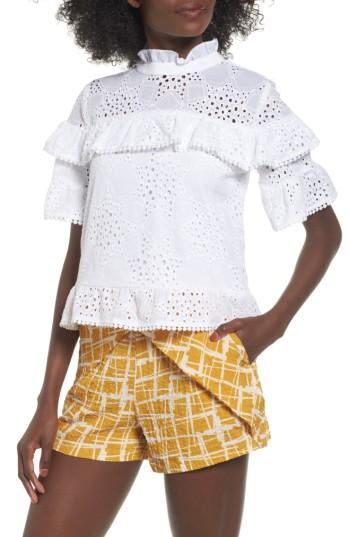 Women's J.o.a. Ruffle Lace Top - White