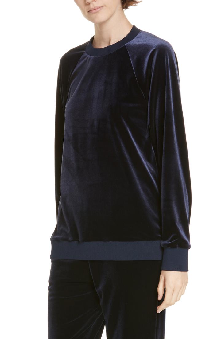 Women's Tibi Easy Velvet Sweatshirt - Blue