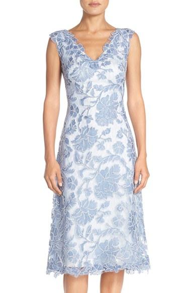 Women's Tadashi Shoji Embroidered Lace Fit & Flare Dress