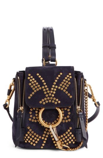 Chloe Mini Faye Studded Leather Backpack - Blue