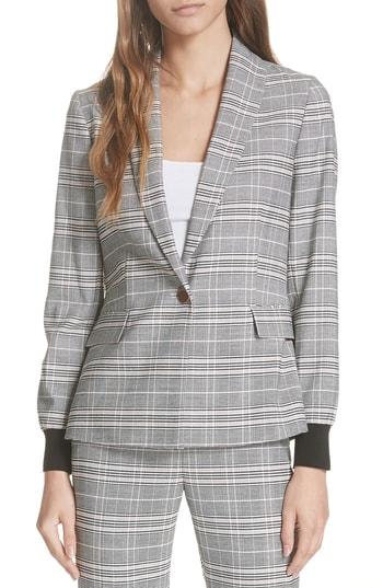 Women's Ted Baker London Kimm Contract Cuff Check Blazer - Grey