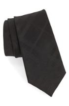 Men's Burberry Manston Tonal Check Silk Skinny Tie, Size - Black