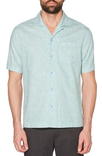 Men's Original Penguin Daisy Print Woven Shirt - Green