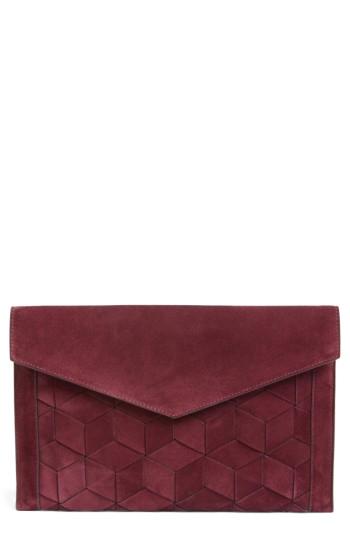 Welden Mingle Woven Calfskin Suede Clutch - Red