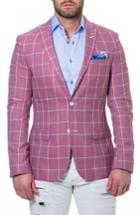 Men's Maceoo Descartes Check Linen & Cotton Blend Sport Coat (m) - Purple