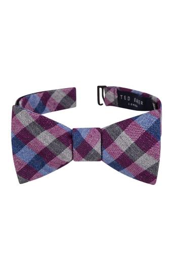 Men's Ted Baker London Gingham Silk Blend Bow Tie, Size - Pink