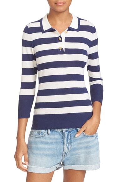 Women's Frame Stripe Wool Blend Sweater - Blue