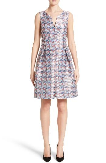 Women's Armani Collezioni Pixel Print Fit & Flare Dress - Metallic