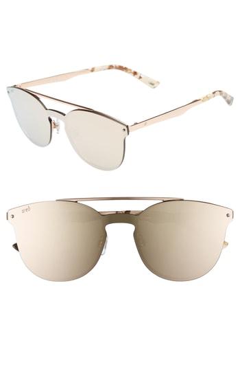 Women's Web 55mm Cat Eye Metal Shield Sunglasses - Bronze/ Brown