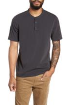 Men's Vince Regular Fit Garment Dye Short Sleeve Henley, Size - Black