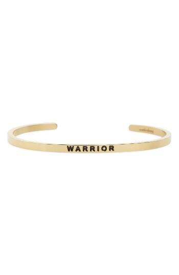 Women's Mantraband Warrior Engraved Cuff