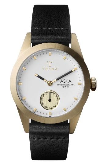 Women's Triwa Aska Leather Strap Watch, 32mm