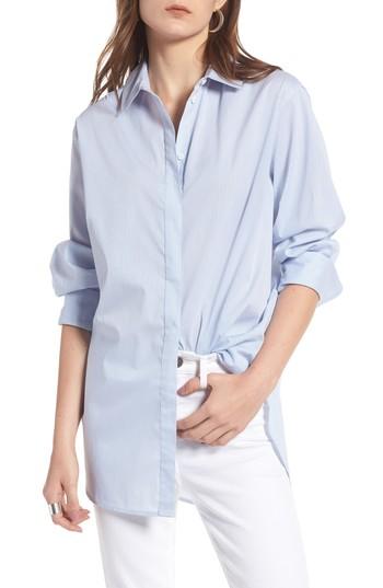 Women's Treasure & Bond Boyfriend Poplin Shirt, Size - Blue