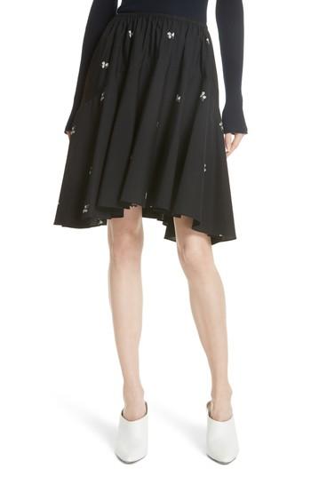 Women's Vince Micro Floral Sharkbite Cotton Mini Skirt - Black