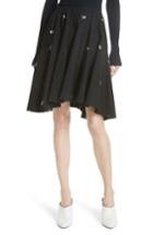 Women's Vince Micro Floral Sharkbite Cotton Mini Skirt - Black