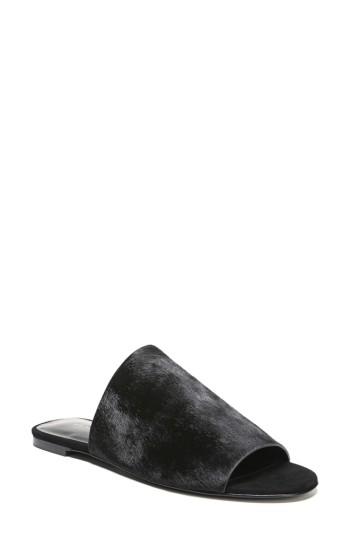 Women's Via Spiga Heather 2 Genuine Calf Hair Slide Sandal .5 M - Black