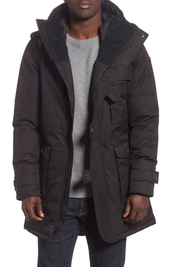 Men's Nobis Shelby Windproof & Waterproof 650-fill Power Down Military Fishtail Parka - Black