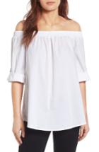 Women's Bobeau Off The Shoulder Poplin Shirt - White