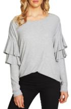 Women's Cece Tiered Ruffled Shoulder Ribbed Top - Grey