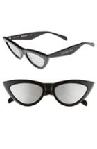 Women's Celine 56mm Cat Eye Sunglasses - Black/ Silver Flash