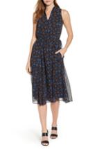Women's Anne Klein Justine Split Neck Georgette Dress, Size - Black