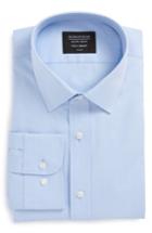 Men's Nordstrom Men's Shop Tech-smart Trim Fit Stretch Solid Dress Shirt - 34/35 - Blue