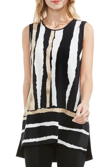 Women's Vince Camuto Linear Terrain Print Blouse - Black