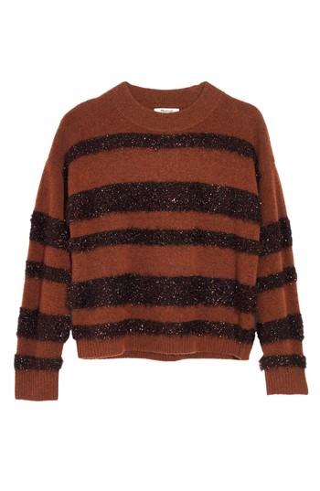 Women's Madewell Tinsel Stripe Sweater - Brown
