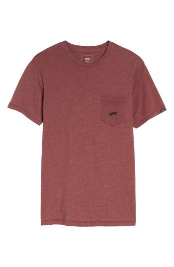 Men's Vans Everyday Embroidered Pocket T-shirt, Size - Burgundy