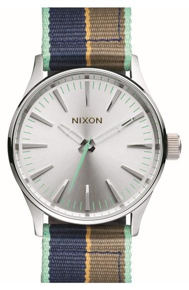 Women's Nixon 'sentry' Stripe Canvas Strap Watch, 38mm