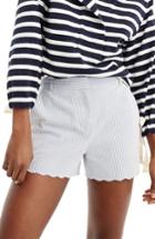 Women's J.crew Fiesta Seersucker Scallop Hem Shorts - Blue