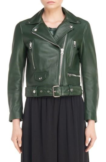 Women's Acne Studios Mock Leather Moto Jacket Us / 32 Eu - Green