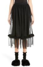 Women's Simone Rocha Marabou Trim Smock Waist Tulle Skirt Us / 4 Uk - Black