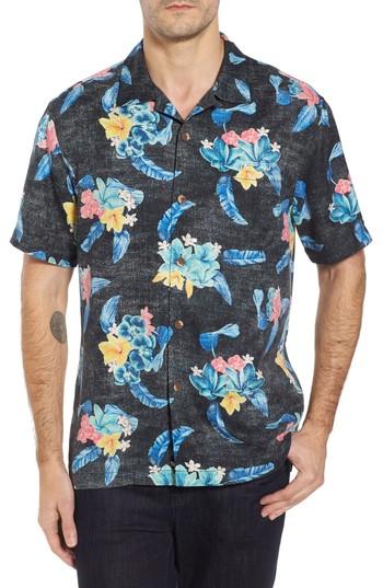 Men's Tommy Bahama Salt Water Blooms Silk Sport Shirt - Black