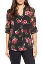 Women's Kut From The Kloth Jasmine Print Roll Sleeve Blouse - Black