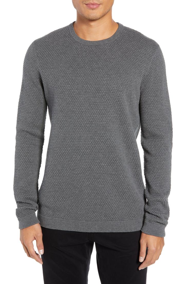 Men's Theory Udeval Matelasse Crewneck Sweater - Grey