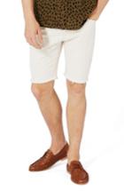 Men's Topman Slim Fit Cutoff Denim Shorts - Ivory