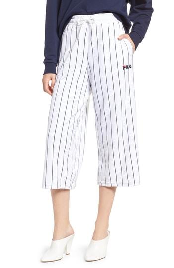 Women's Fila Iona Stripe Velour Culottes - White