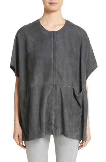 Women's Fabiana Filippi Beaded Suede Poncho, Size - Grey